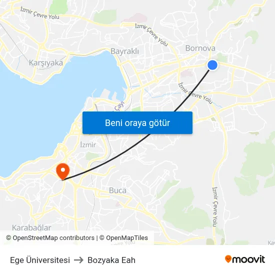 Ege Üniversitesi to Bozyaka Eah map
