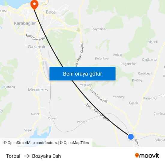 Torbalı to Bozyaka Eah map