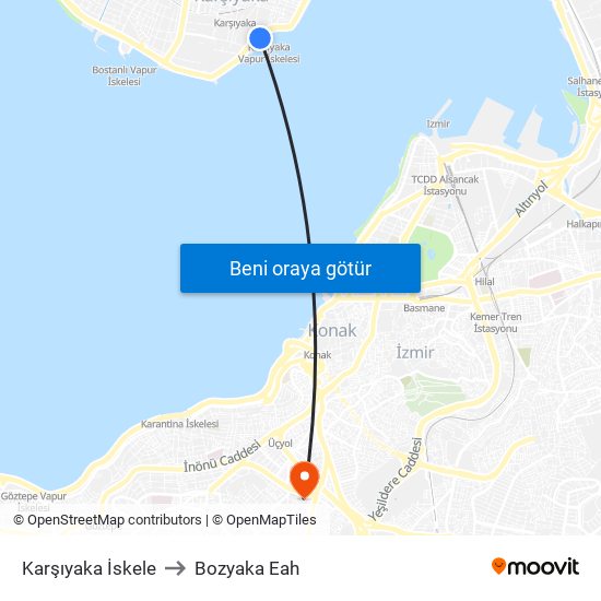 Karşıyaka İskele to Bozyaka Eah map