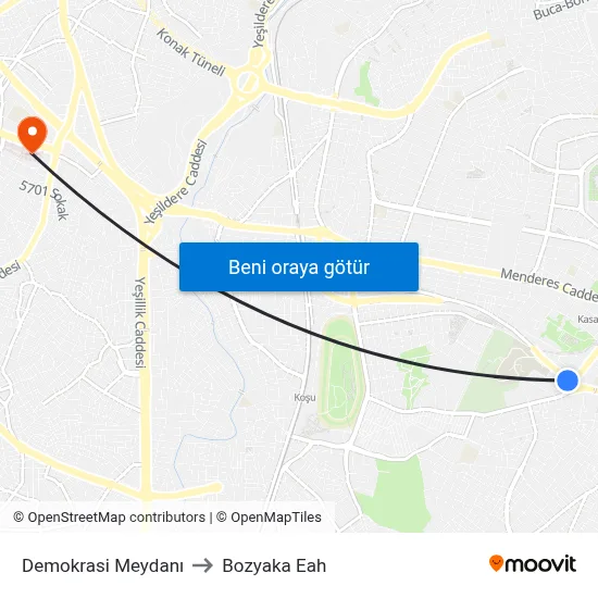 Demokrasi Meydanı to Bozyaka Eah map