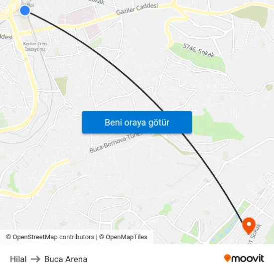 Hilal to Buca Arena map