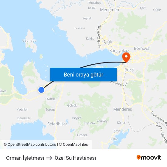 Orman İşletmesi to Özel Su Hastanesi map