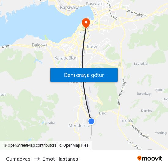 Cumaovası to Emot Hastanesi map