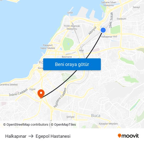 Halkapınar to Egepol Hastanesi map
