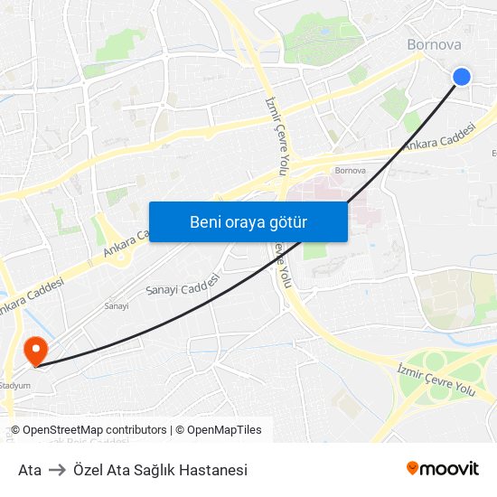 Ata to Özel Ata Sağlık Hastanesi map