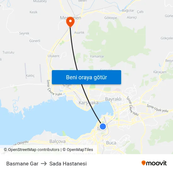 Basmane Gar to Sada Hastanesi map