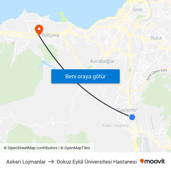 Askeri Lojmanlar to Dokuz Eylül Üniversitesi Hastanesi map