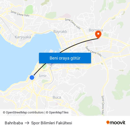 Bahribaba to Spor Bilimleri Fakültesi map