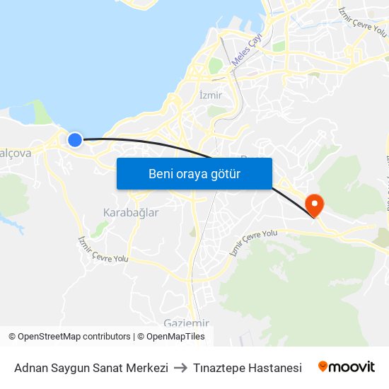 Adnan Saygun Sanat Merkezi to Tınaztepe Hastanesi map