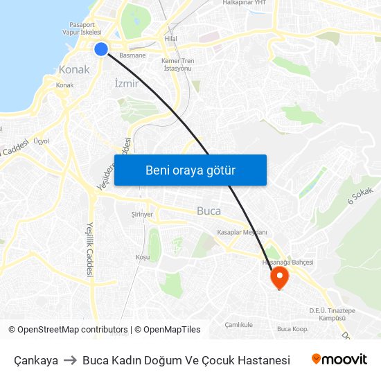 Çankaya to Buca Kadın Doğum Ve Çocuk Hastanesi map