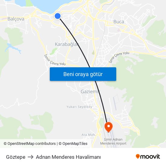 Göztepe to Adnan Menderes Havalimanı map