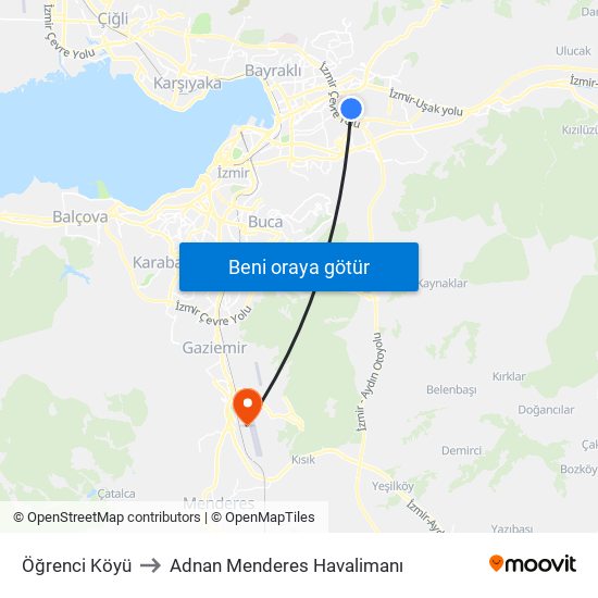 Öğrenci Köyü to Adnan Menderes Havalimanı map