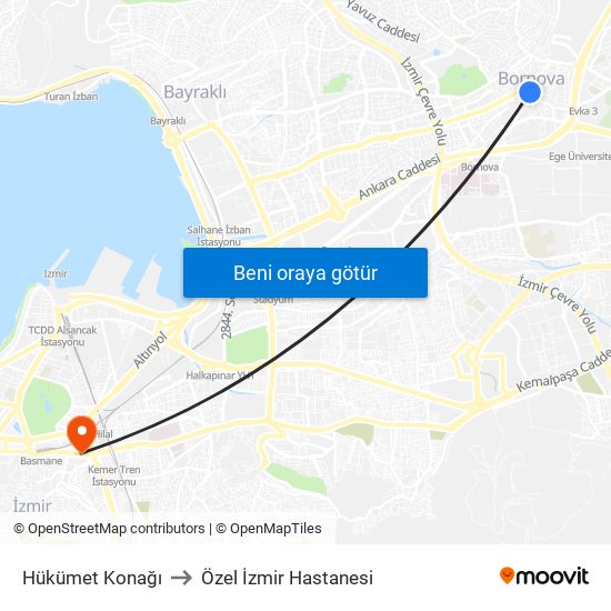 Hükümet Konağı to Özel İzmir Hastanesi map