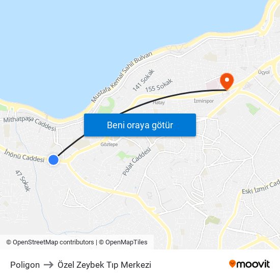 Poligon to Özel Zeybek Tıp Merkezi map