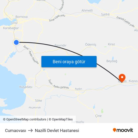 Cumaovası to Nazilli Devlet Hastanesi map