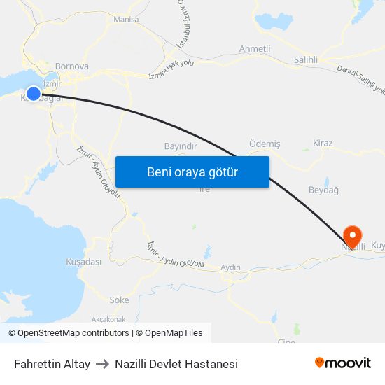 Fahrettin Altay to Nazilli Devlet Hastanesi map