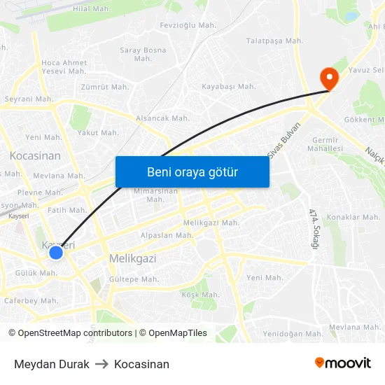 Meydan Durak to Kocasinan map