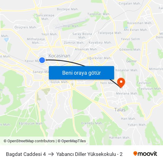 Bagdat Caddesi 4 to Yabancı Diller Yüksekokulu - 2 map