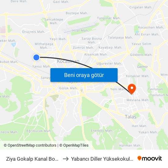 Ziya Gokalp Kanal Boyu 2 to Yabancı Diller Yüksekokulu - 2 map