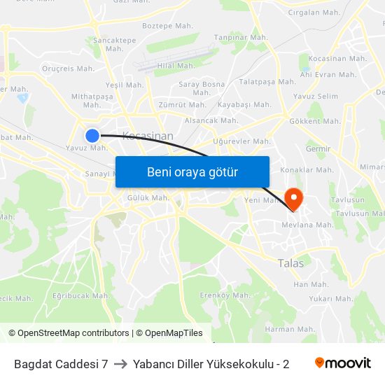 Bagdat Caddesi 7 to Yabancı Diller Yüksekokulu - 2 map