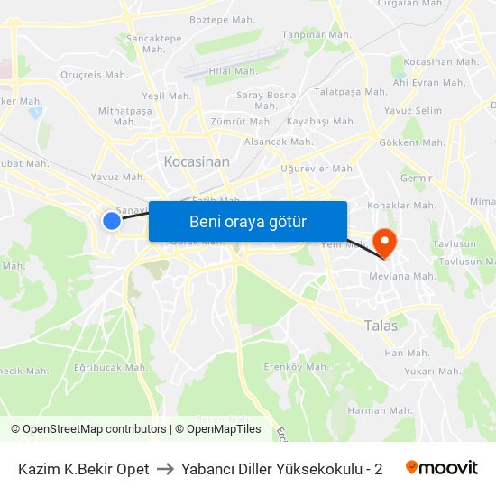 Kazim K.Bekir Opet to Yabancı Diller Yüksekokulu - 2 map