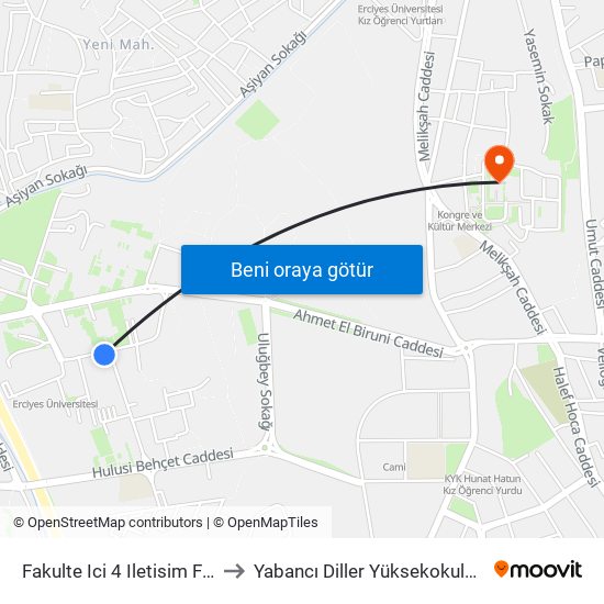 Fakulte Ici 4 Iletisim Fak. to Yabancı Diller Yüksekokulu - 2 map