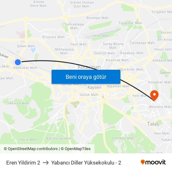 Eren Yildirim 2 to Yabancı Diller Yüksekokulu - 2 map