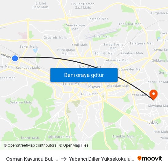 Osman Kavuncu Bul. 38 to Yabancı Diller Yüksekokulu - 2 map