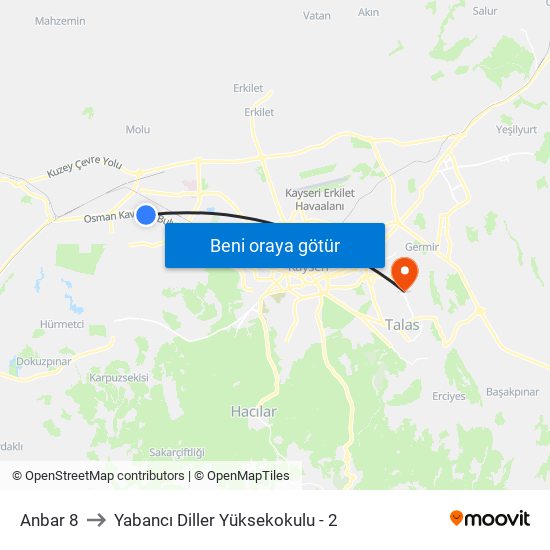 Anbar 8 to Yabancı Diller Yüksekokulu - 2 map