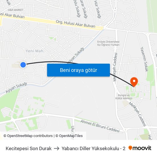 Kecitepesi Son Durak to Yabancı Diller Yüksekokulu - 2 map