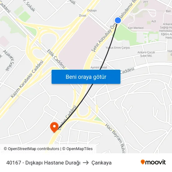 40167 - Dışkapı Hastane Durağı to Çankaya map