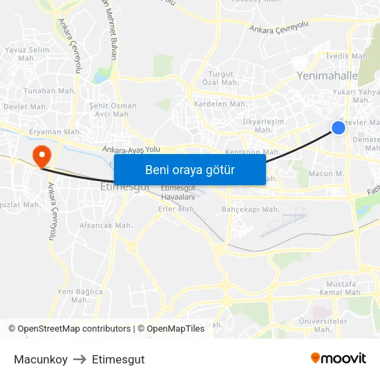 Macunkoy to Etimesgut map