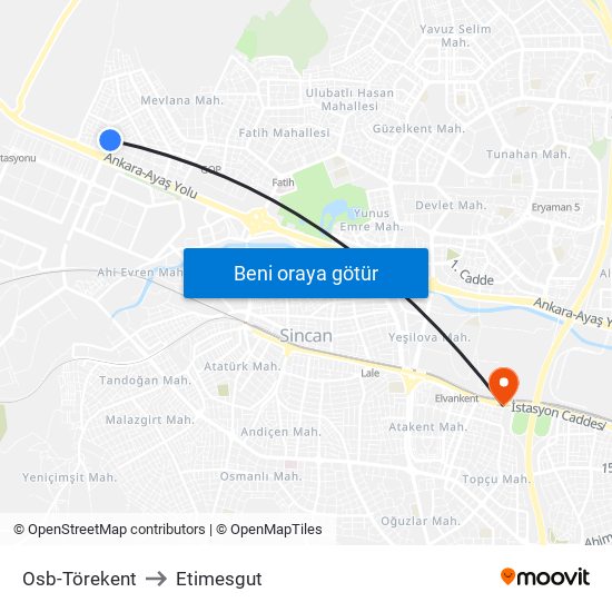 Osb-Törekent to Etimesgut map