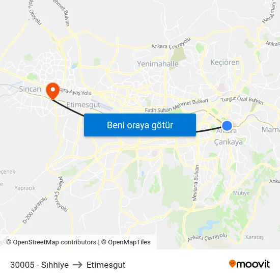 30005 - Sıhhiye to Etimesgut map