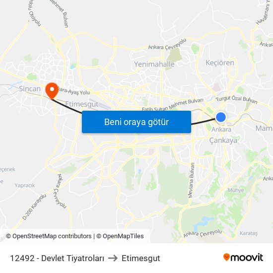 12492 - Devlet Tiyatroları to Etimesgut map