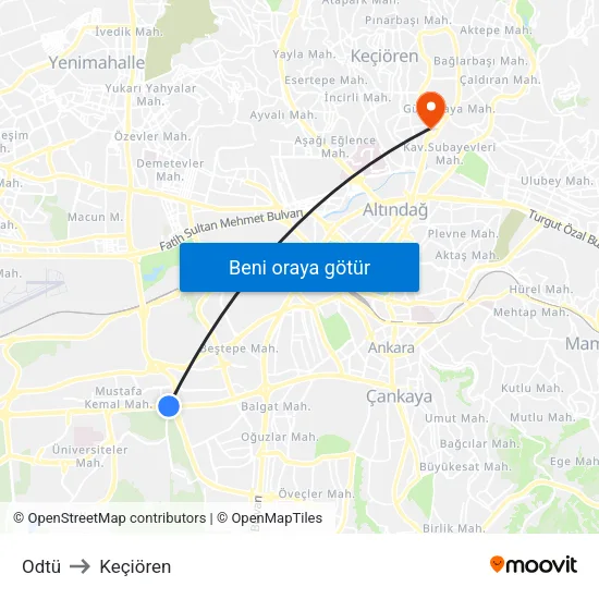 Odtü to Keçiören map
