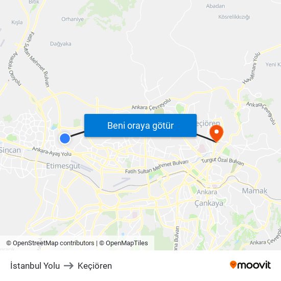 İstanbul Yolu to Keçiören map