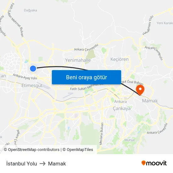 İstanbul Yolu to Mamak map