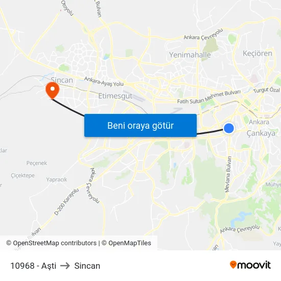 10968 - Aşti to Sincan map