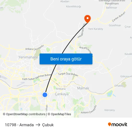 10798 - Armada to Çubuk map