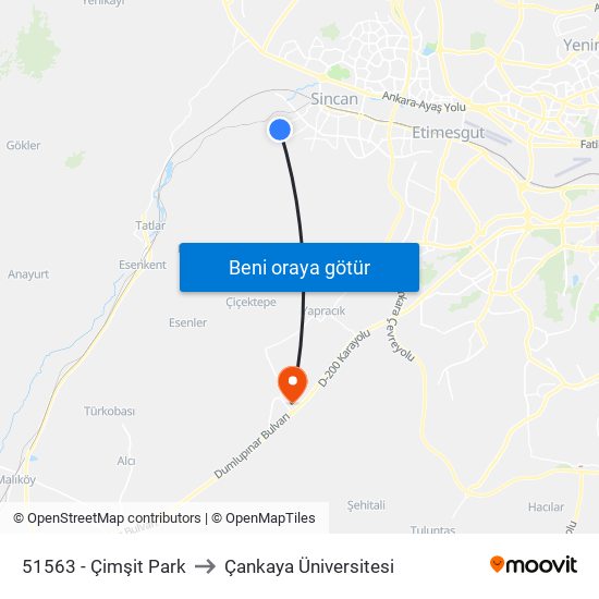 51563 - Çimşit Park to Çankaya Üniversitesi map