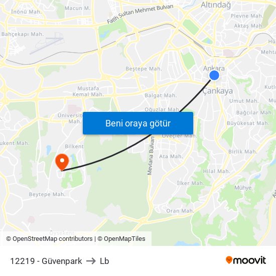12219 - Güvenpark to Lb map