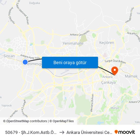 50679 - Şh.J.Kom.Astb.Özkan Bingöl Parkı to Ankara Üniversitesi Cebeci Yerleşkesi map