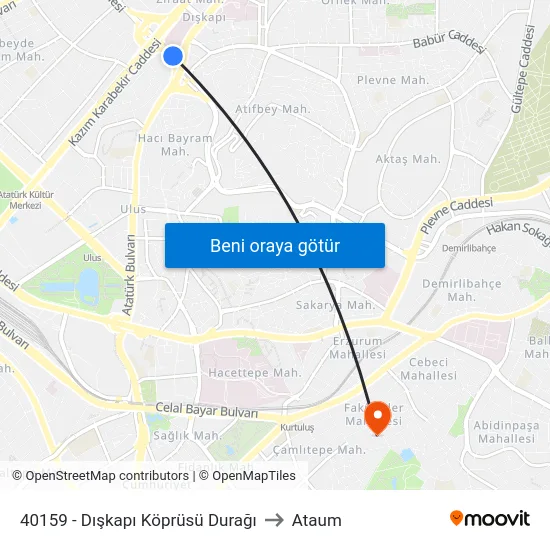40159 - Dışkapı Köprüsü Durağı to Ataum map