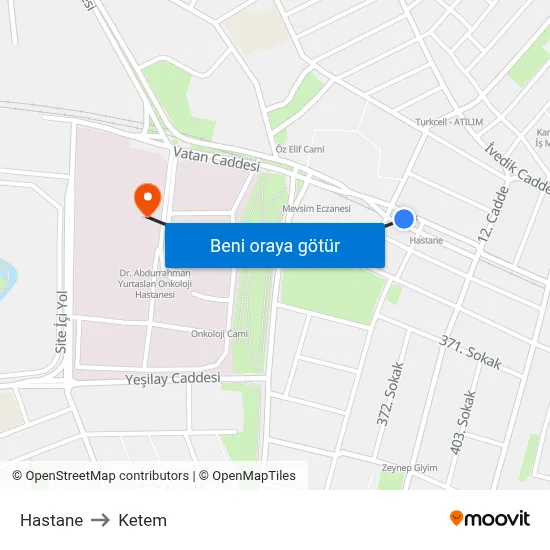 Hastane to Ketem map