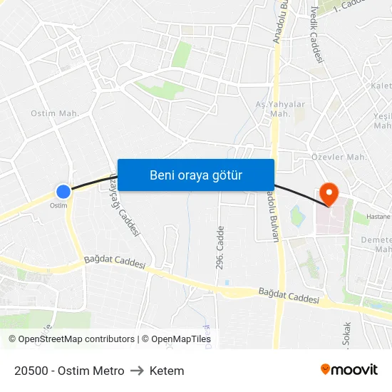 20500 - Ostim Metro to Ketem map