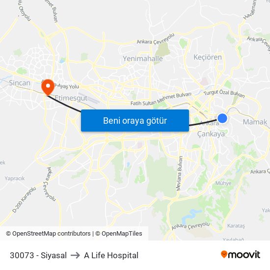 30073 - Siyasal to A Life Hospital map