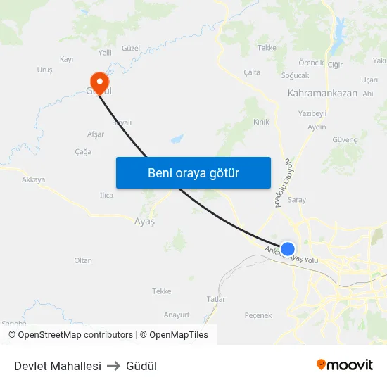 Devlet Mahallesi to Güdül map