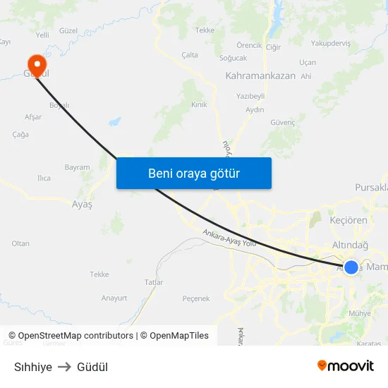 Sıhhiye to Güdül map
