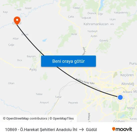 10869 - Ö.Harekat Şehitleri Anadolu İhl to Güdül map